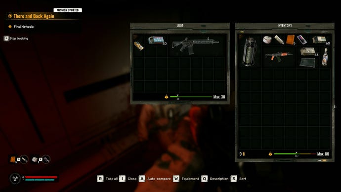 The inventory screen in STALKER 2: Heart of Chornobyl.